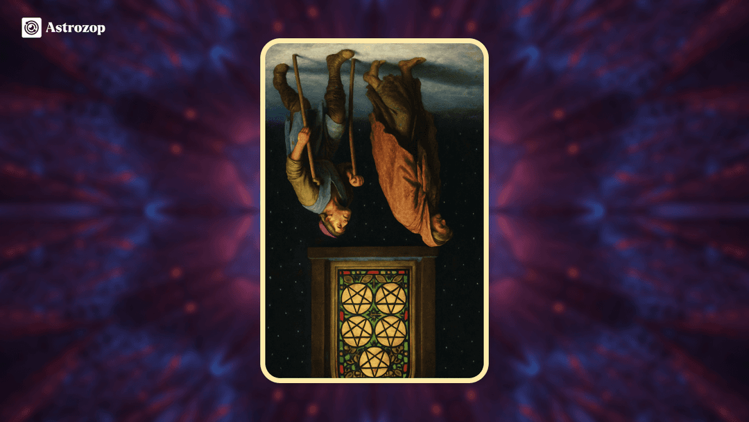 Reversed Five of Pentacles tarot card illustrating the shift